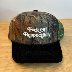 Field Grade Camo Corduroy Snapback Hat F*ck Off Respectfully Mens Camouflage Cap